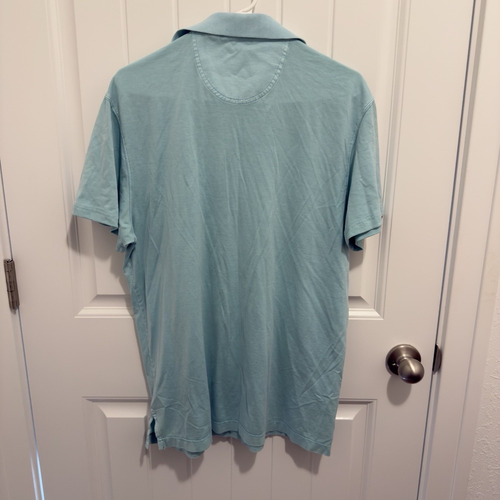 Tommy Bahama Men's Aqua Blue Polo White Logo Size Small 100% Cotton - Picture 2 of 5